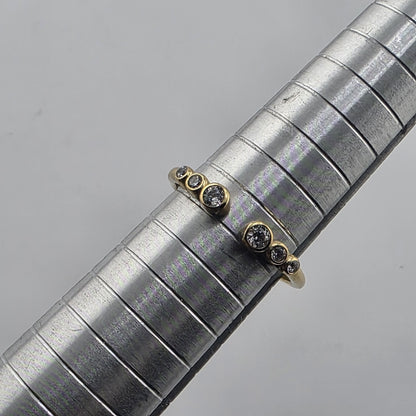 Gold Plated 925 Sterling Silver CZ Adjustable Ring Dainty Stackable Open Band