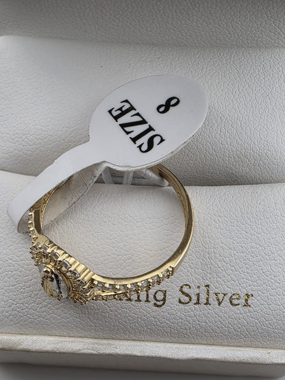 Cynthia Rowley Sterling Silver 925 Madonna Ring 8 Catholic Christian Oval Sm New