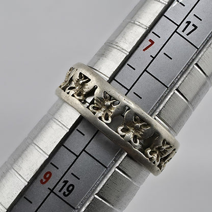 Sterling Silver Rimmed Openwork Butterfly Band Ring 925 Sz: 8