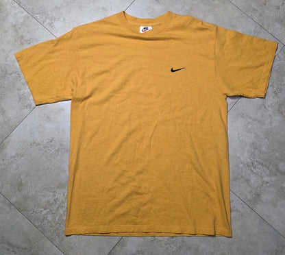 Rare Vintage Nike T-Shirt Men’s Medium Yellow Embroidered Swoosh 90s 2000s USA
