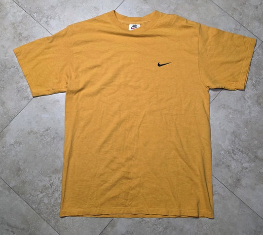 Rare Vintage Nike T-Shirt Men’s Medium Yellow Embroidered Swoosh 90s 2000s USA