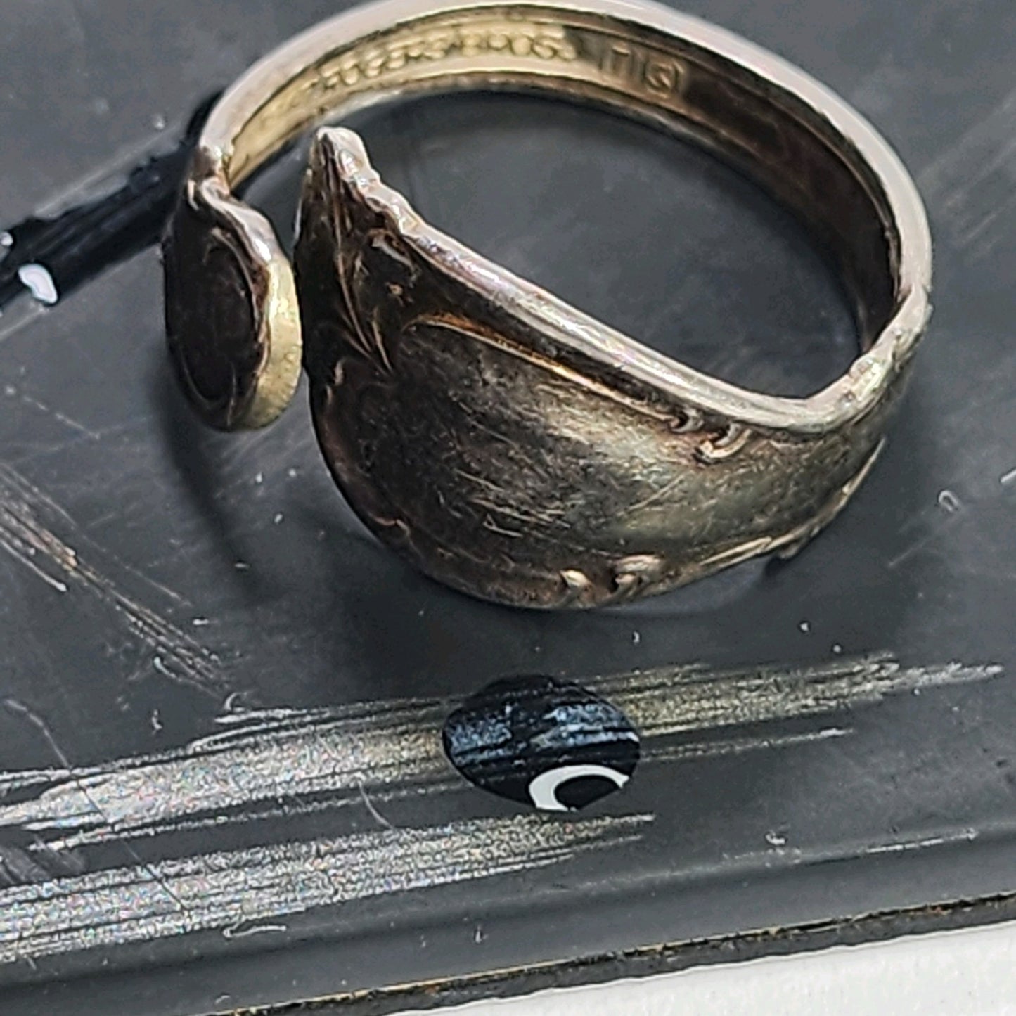 Vintage Signed Rogers Bros 1847 Spoon Ring 925 Sterling Silver Size Adjustable
