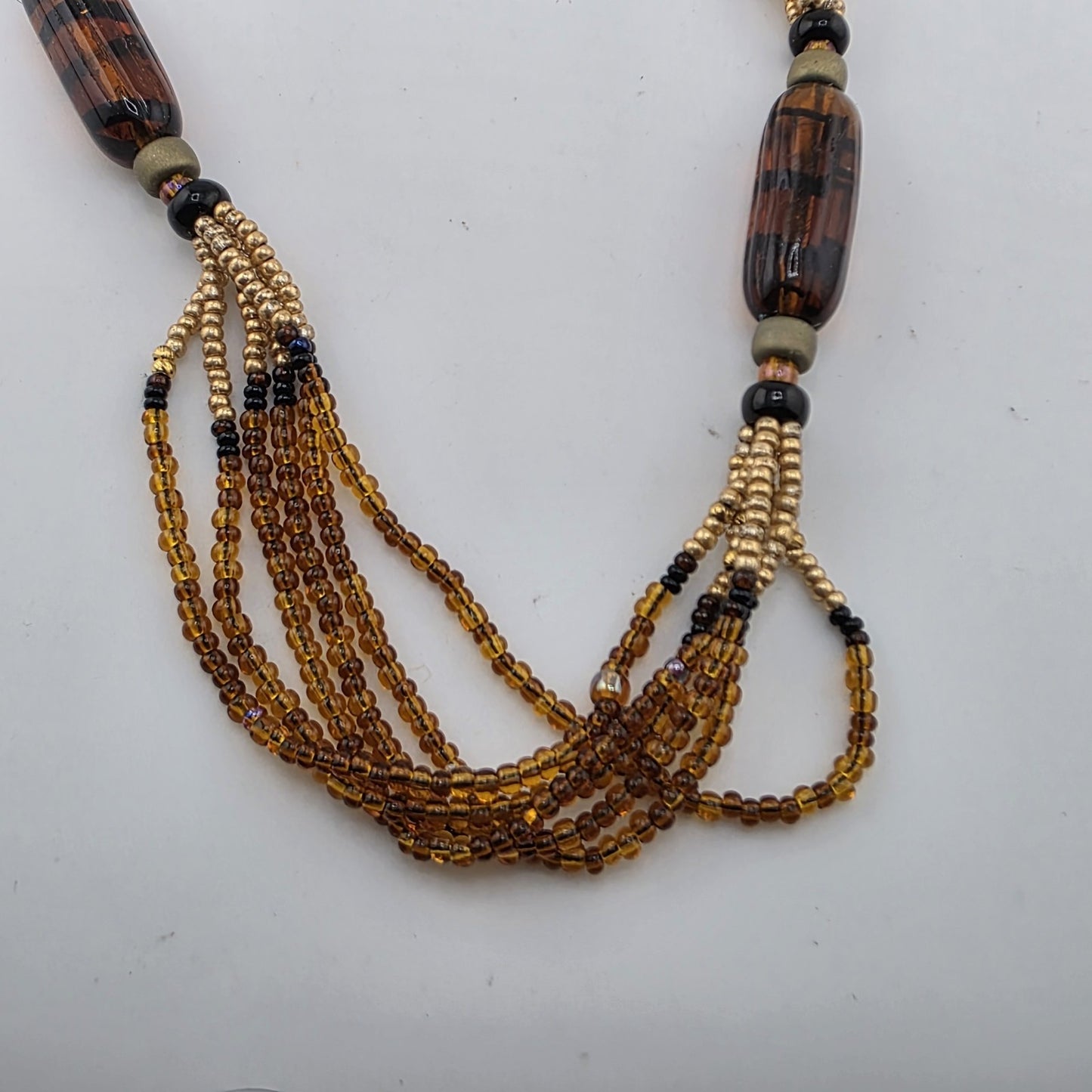 Necklace Glass Plastic Beaded Gold Filled Lobster Clasp 28in Vintage