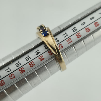 10k Yellow Gold Ring 9 Stones Rainbow Mothers Grandmother Mom Size 6 HOF Vintage