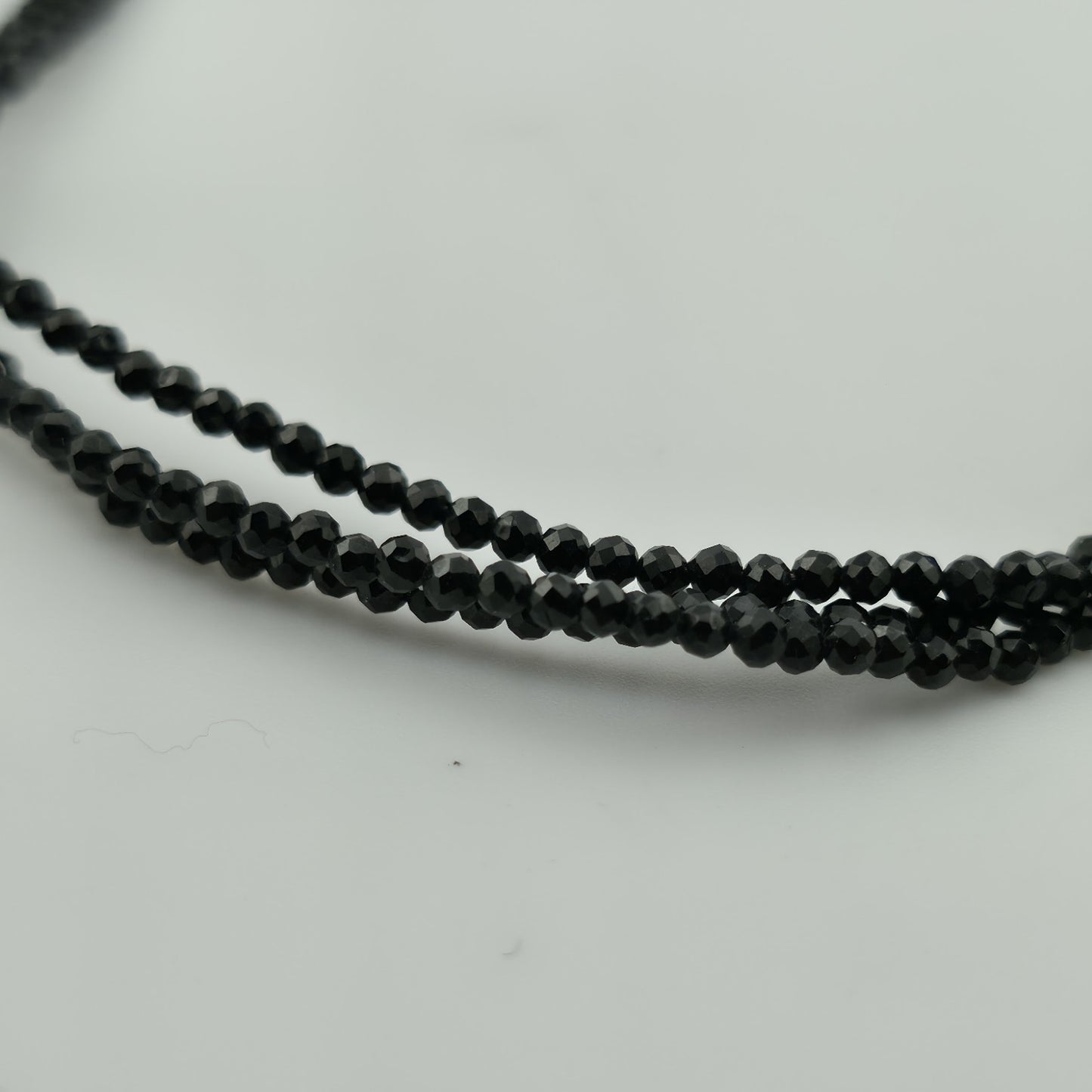Thai Black Spinel Bead Necklace 3-Layer Necklace in 925 Sterling 18 in 55 ctw