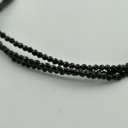 Thai Black Spinel Bead Necklace 3-Layer Necklace in 925 Sterling 18 in 55 ctw