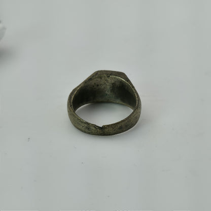 WWII Poland “P” Signet Ring Brass Size 10 Heavy Wear Wartime Military Jewelry bg