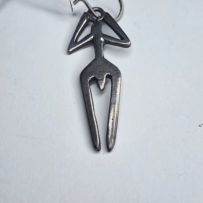 925 Sterling Silver Earrings Abstract Human Figure Unique Artisan Dangle Vintage