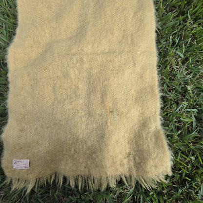 Craig Na Creidhe Scarf Vintage Mohair Wool Blend Yellow Fringed 70”x21” Vintage