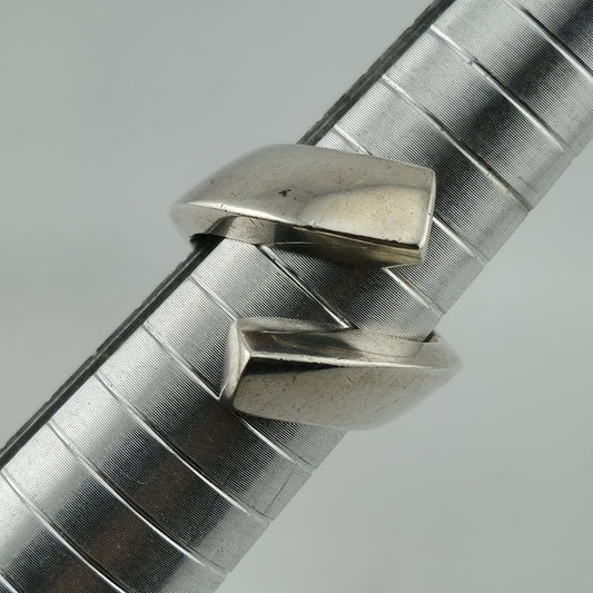 Vintage Ring Sterling Silver Modernist Bypass Size 7 Bold Abstract MCM 925