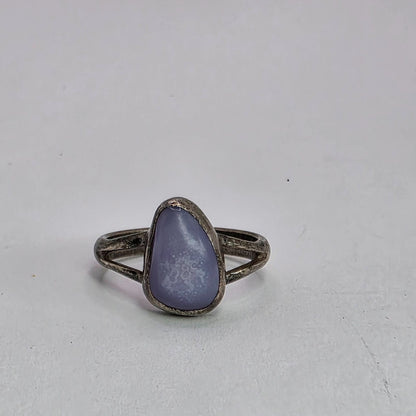 925 STERLING SILVER Ring purple marble Stone Art Deco Jewelry Vintage 5.75