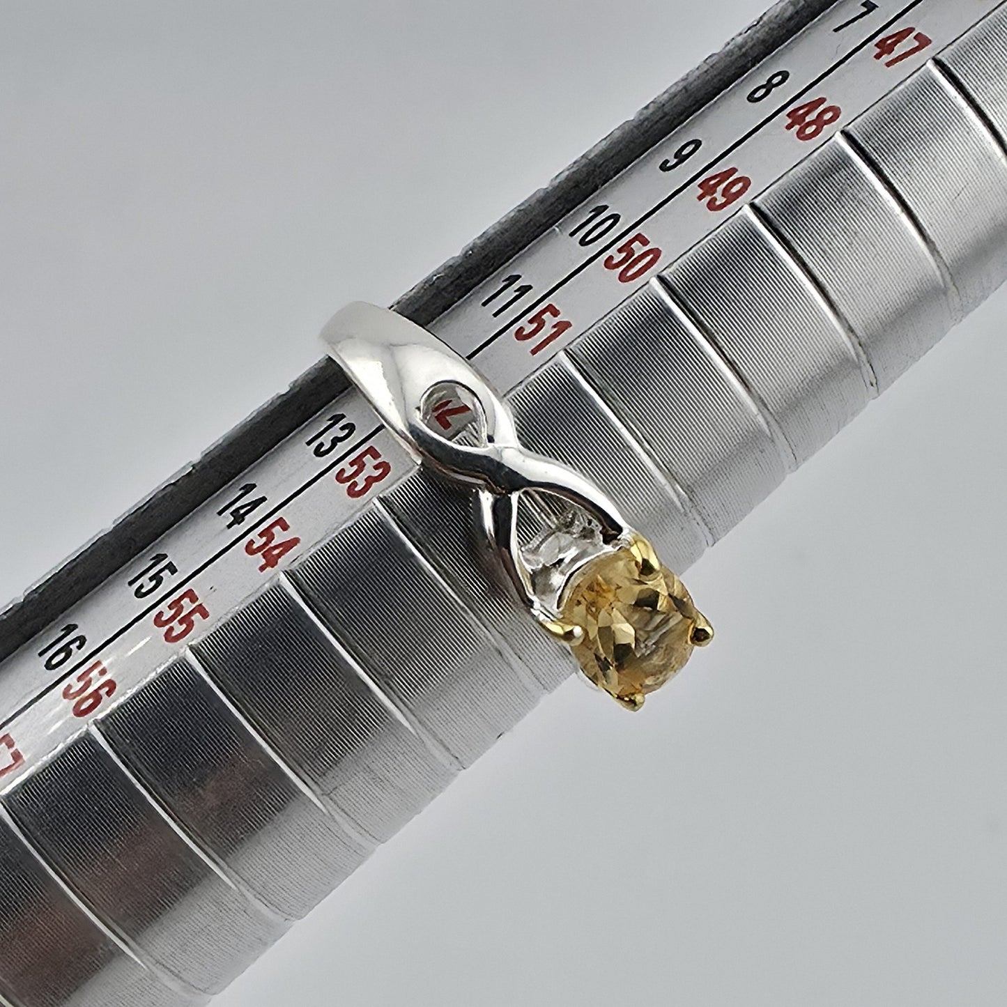 Sterling Silver Citrine Ring Size 6.5 Handmade Two-Tone Gold Accent 925