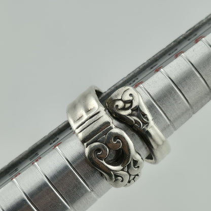 Vintage Cellini 925 Sterling Silver Spoon Scroll Wrap Ring Adjustable Adjustable