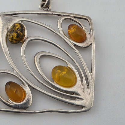 Baltic Amber Stone 925 Sterling Silver Pendants 30mm x 30mm MCM Vibes