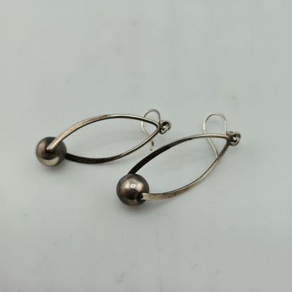 Sterling Silver Earrings Twist and Ball Drop and Dangle Shepherd Hook ATI Mexico
