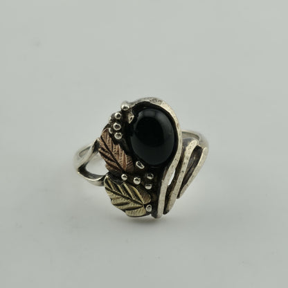 COLEMAN CO Sterling Silver And 12K Yellow, Rose Gold Natural Black Onyx 5.50 VTG