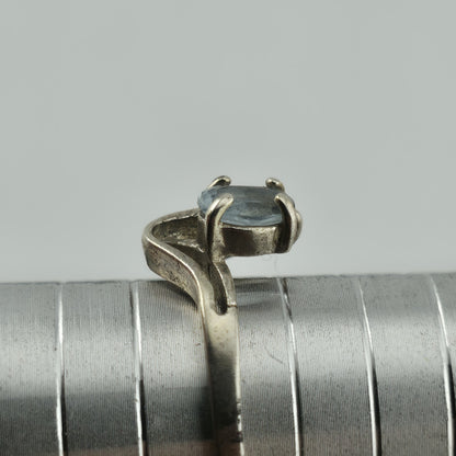 Blue Topaz Ring Sterling Silver 925 Tiny Diamond 9 Vintage