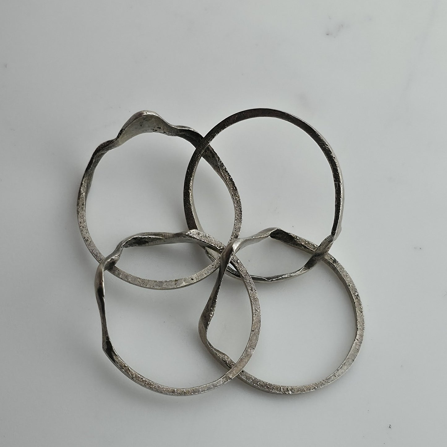 Sterling Silver Ring 4 Band Puzzle Hand Made Forged 925 Size 7