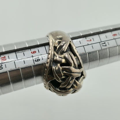 STERLING SILVER Ring 925 BYZANTINE DOME BRAIDED  Abstract Puff BAND Vintage 8