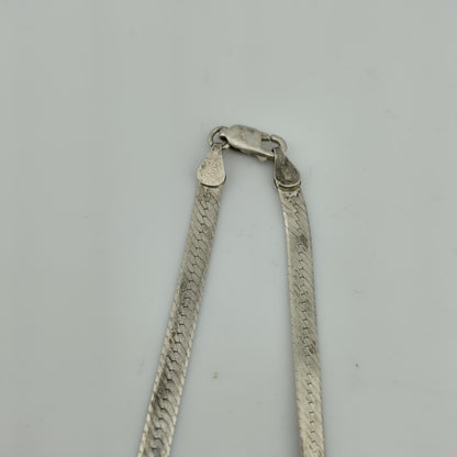 Sterling Silver Herringbone Necklace Solid 925 Italian Chain 18 Inches