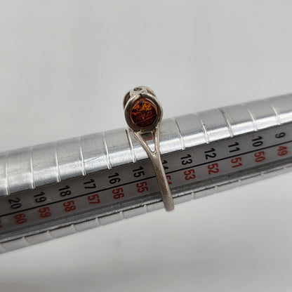 Baltic Amber Sterling Silver Ring Cylindric Stone Geometrical Modernist 6.5