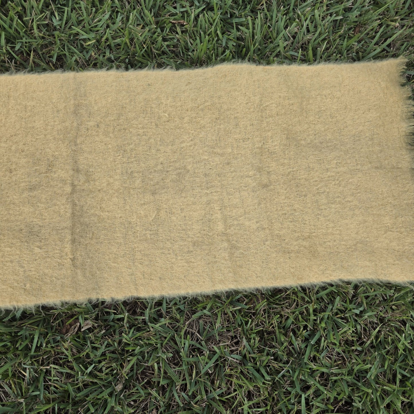 Craig Na Creidhe Scarf Vintage Mohair Wool Blend Yellow Fringed 70”x21” Vintage