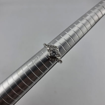 Sterling Silver Ring  925 Size 6.75 White Colorless Stone