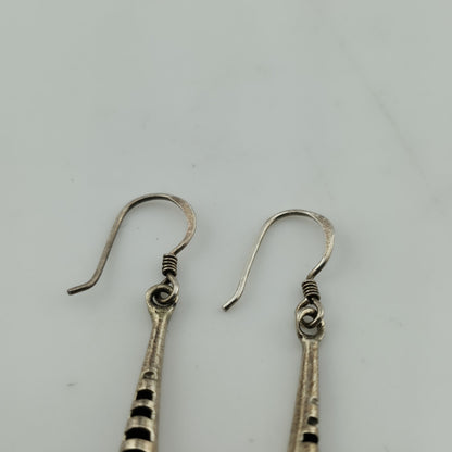 Earrings Sterling Silver Long Cone Bar Drop Dangle Abstract Artisan