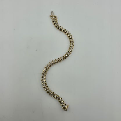 14k Yellow Gold 1.50CT Round Cut Diamond "S" Link S Figure Tennis Bracelet 7"