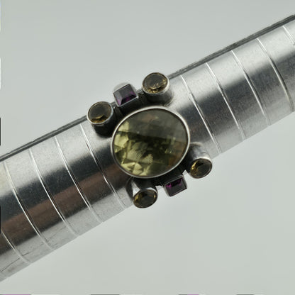 NICKY BUTLER NB Sterling Silver Green Purple  Gemstone Ring sz 7.75