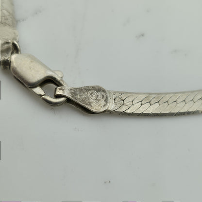 Sterling Silver Herringbone Necklace Solid 925 Italian Chain 18 Inches