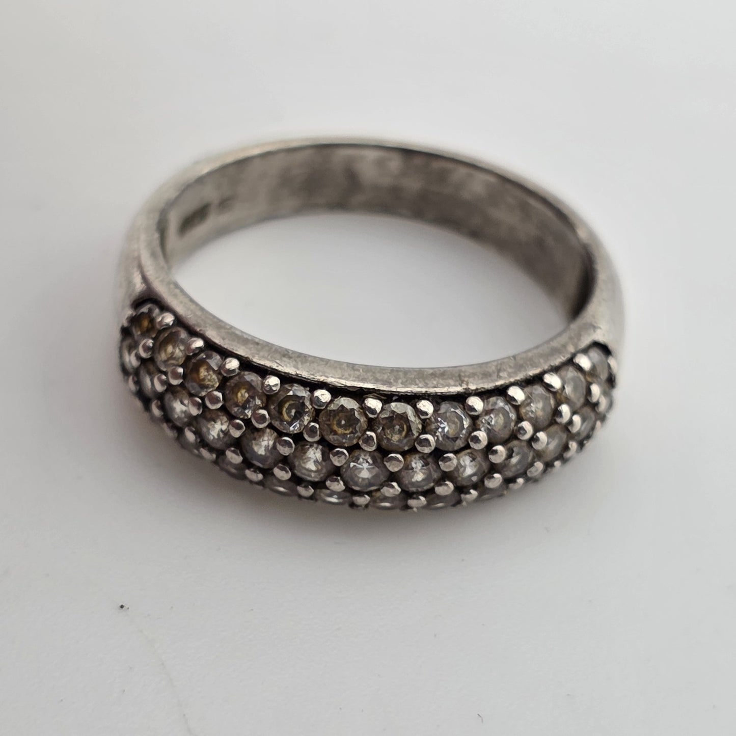 925 Sterling Silver Ring white Stone Vintage Band  Size 9