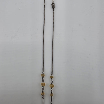 sterling silver Necklace 16 Inches Yellow Glass Beads Vintage