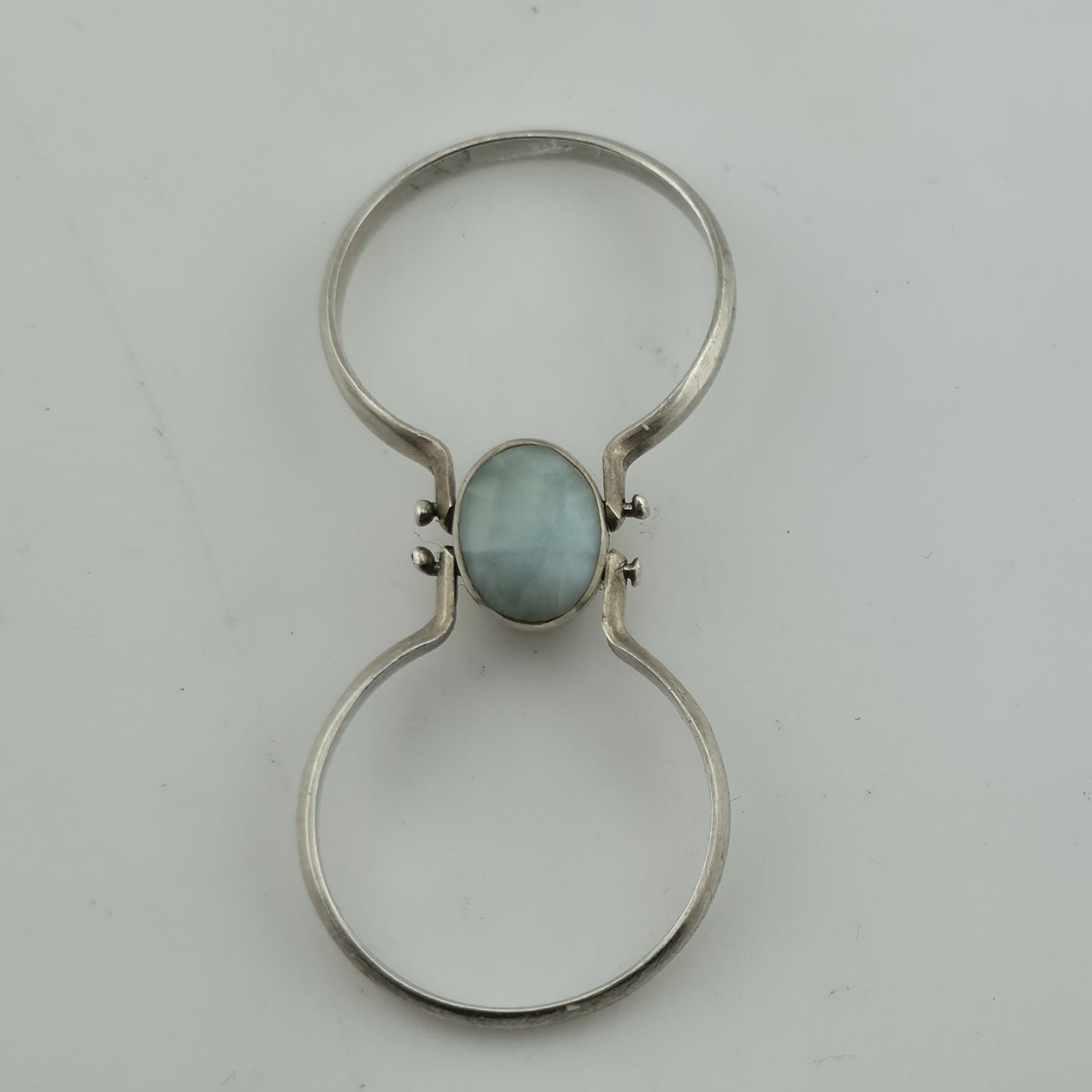 sterling Silver Ring two in one Golden Honey Amber Sky Blue Larimar size 7.5