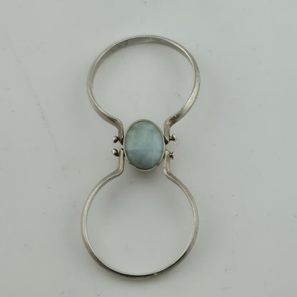 sterling Silver Ring two in one Golden Honey Amber Sky Blue Larimar size 7.5