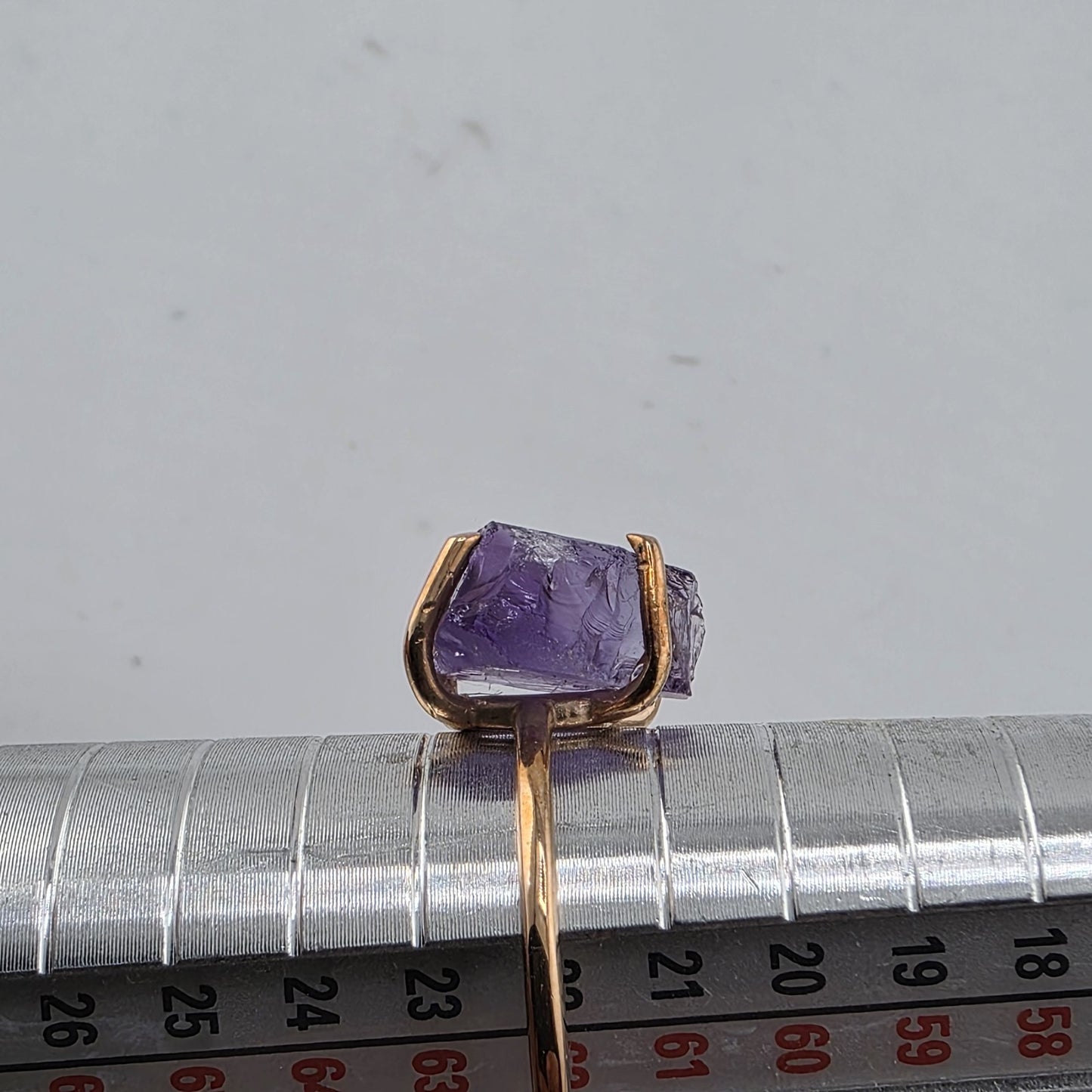 Ring Copper Natural African Amethyst Rough Raw Purple Stone Size 10