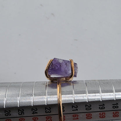 Ring Copper Natural African Amethyst Rough Raw Purple Stone Size 10