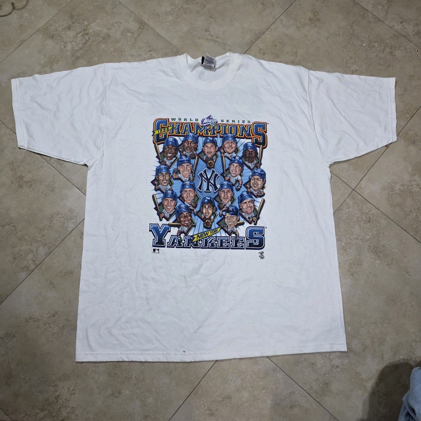 1999 World Series New York Yankees Shirt Mens 2XL White Double Sided Vintage