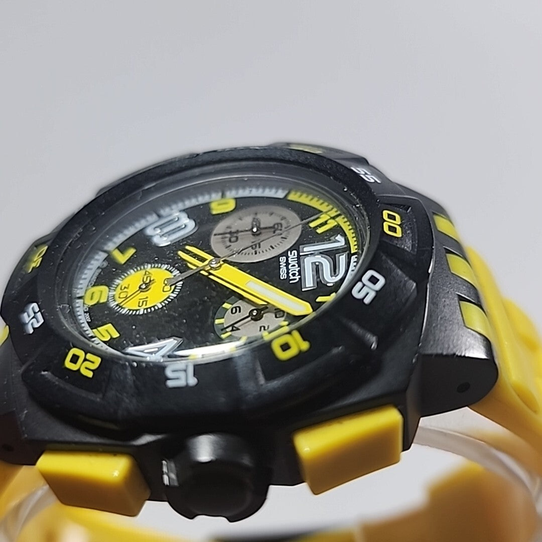 Swatch Chrono YELLOW HEAD SUIB401 - near mint condition WORKING