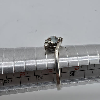 AVON Ring LT Sterling Silver Blue Topaz CZ White Gemstone 10.75 Vintage