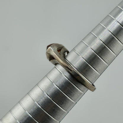 Baltic Amber Sterling Silver Ring Oval Stone Geometrical Modernist 6.5 Polish