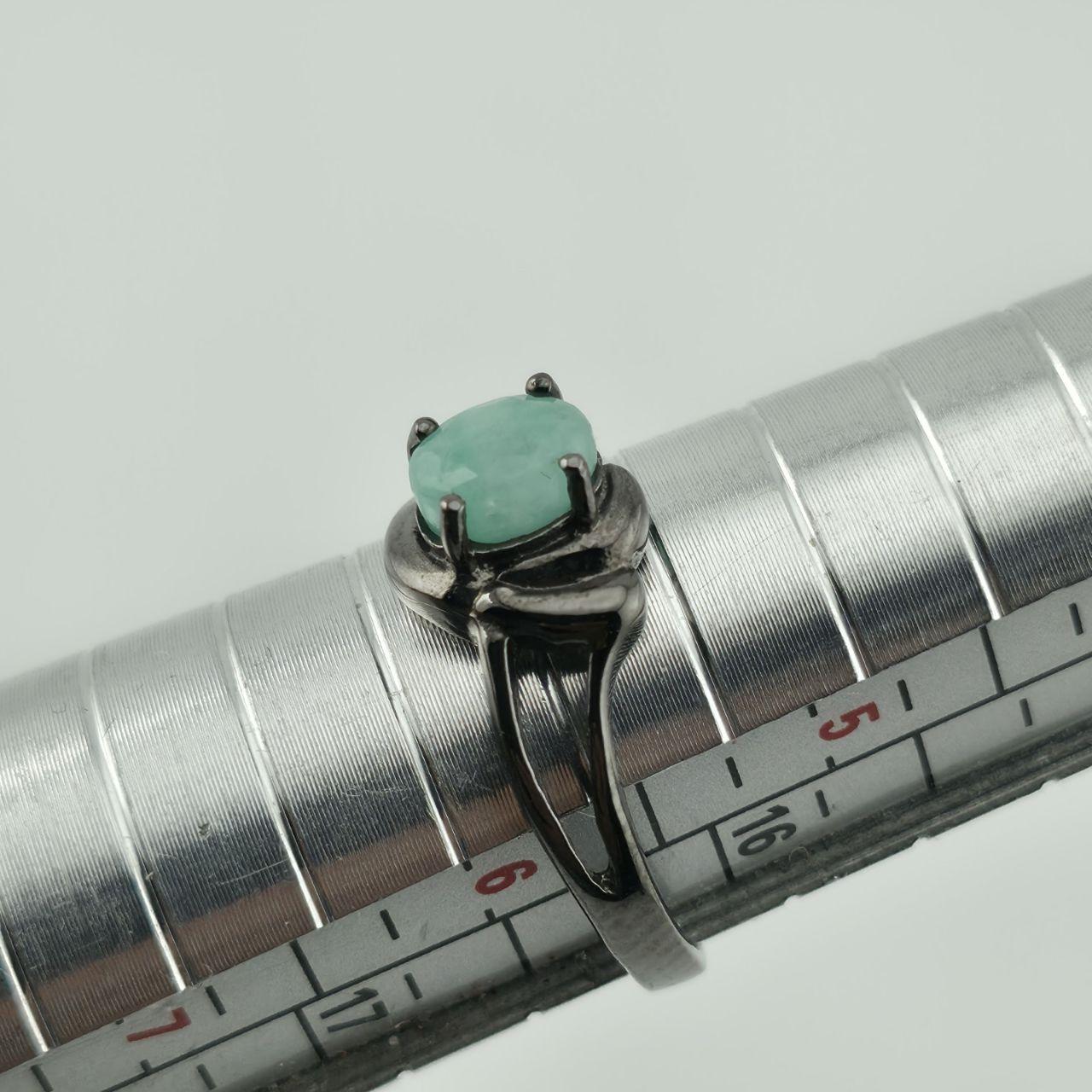 925 Ring Black Sterling Silver Emerald Sz 5.75 Oval...