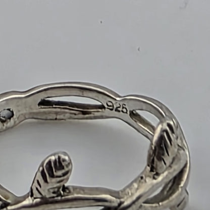 925 Sterling Silver Ring Olive Leaf Style Band 6 laurel branch design
