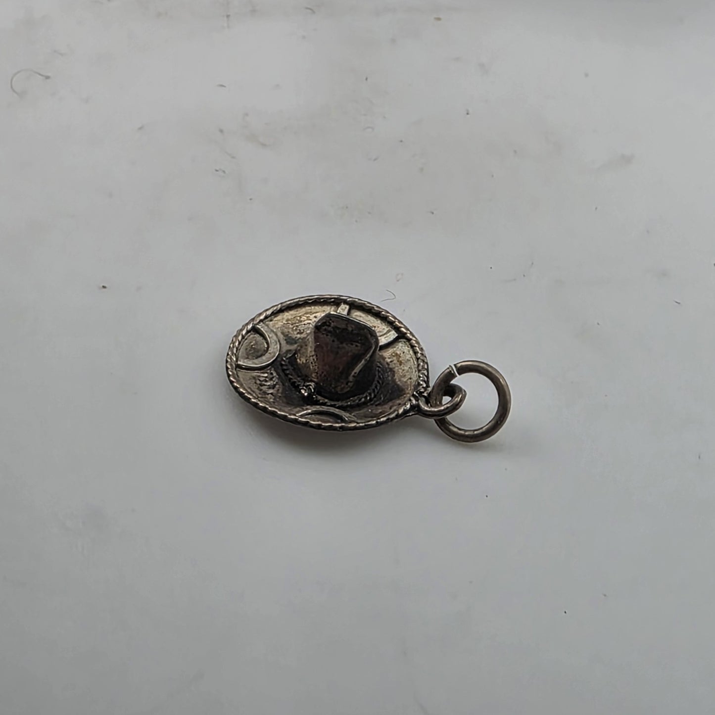 Mexico Sterling Silver Sombrero Hat Charm Vintage Patina 925