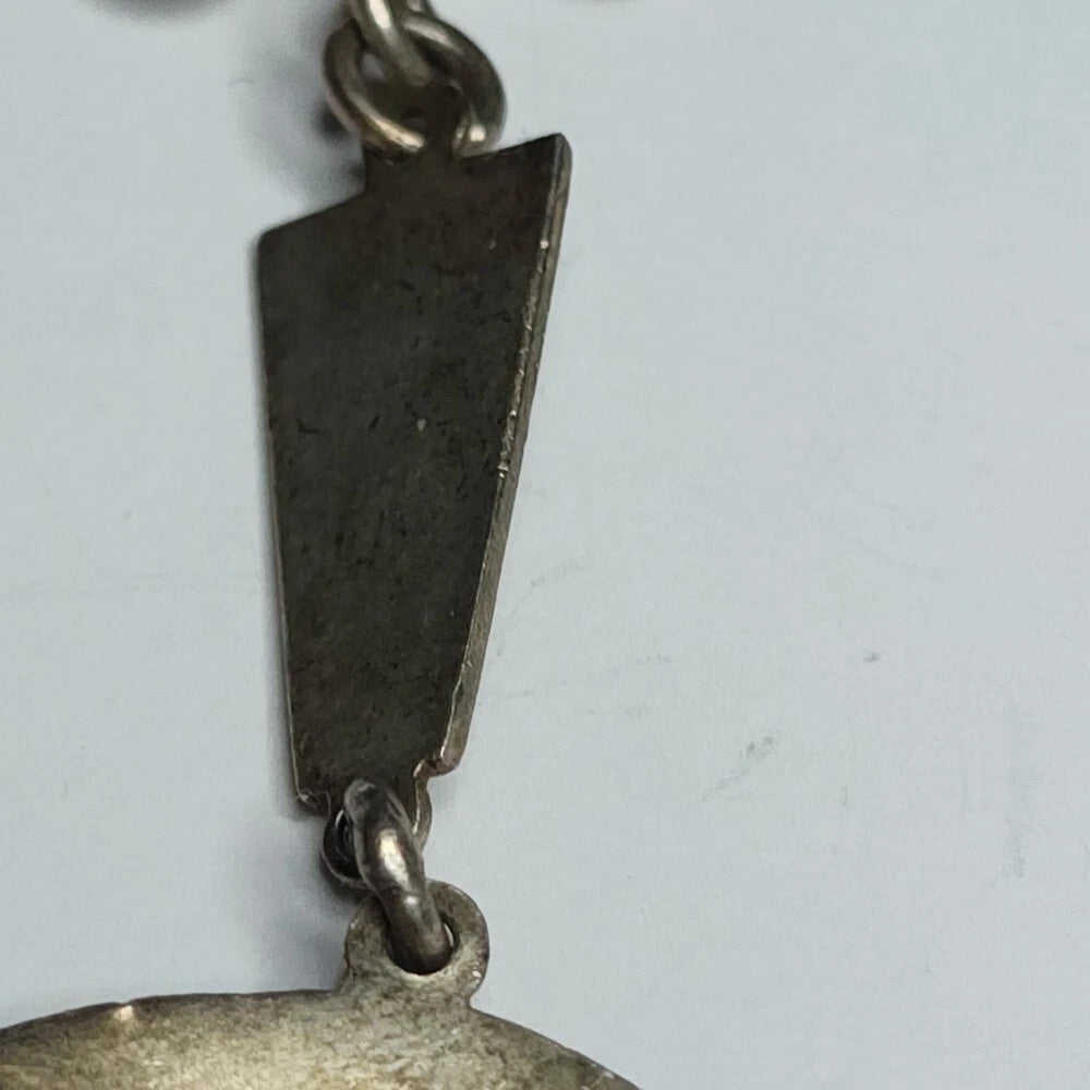 Peruvian Sterling Silver 925 PMD Enamel Llama Medal Keychain Vintage Red