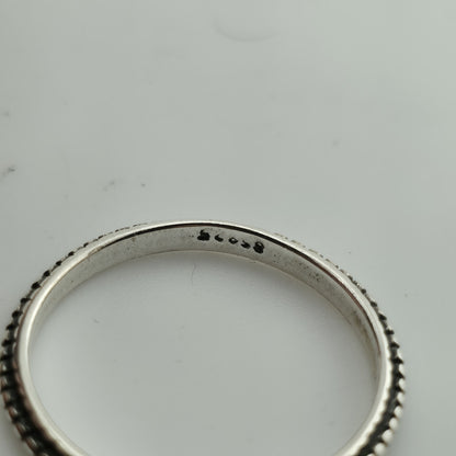 sterling Silver Ring 925 Art Deco Carved Dainty Stackable Minimalist 7.76