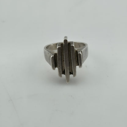 Sterling Silver Ring Mid Century Brutalist Abstract Native M.R Mexico Size 8