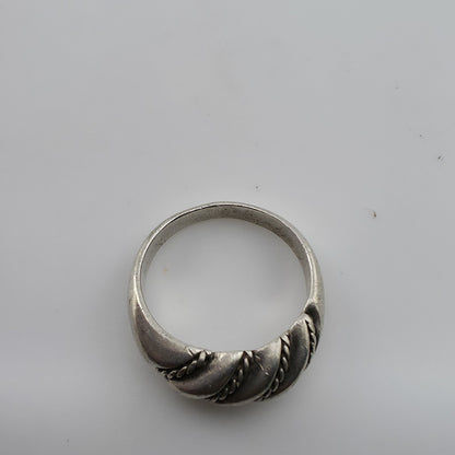 Vintage 925 Sterling Silver Twisted Rope Ring Women’s Statement Band Size 7.25