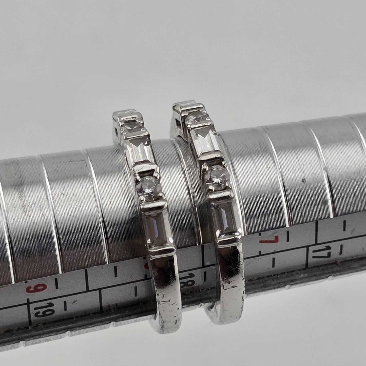 Estate Baguette & Round Colorless Stone Wedding Band  Stack Incomplete Sz 7.5