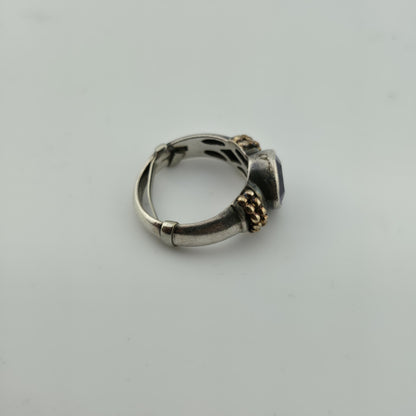 Sterling Silver ring Purple Amethyst Stone Twisted Rope Band Size 5.75